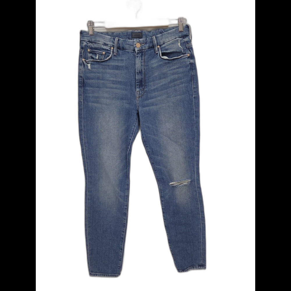 Mother High Waisted Looker Ankle Jeans Womens 30x28 Popism Distressed Blue Wash